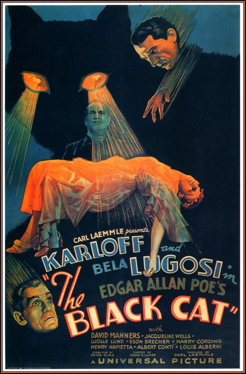 Boris Karloff and Bela Lugosi in Edgar Allan Poe’s “The Black Cat