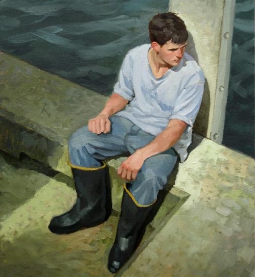 Lobster boat deckhand (a “Sternman”), by Paul Schulenburg