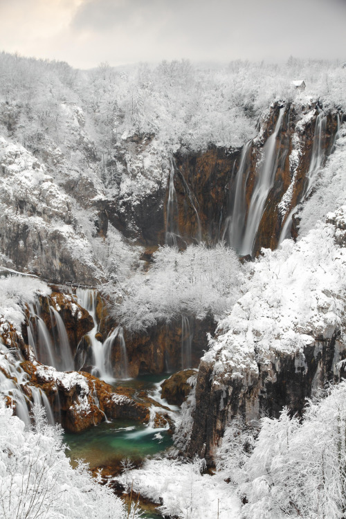Waterfalls and snow, Croatia  by Felipe Barata Moreno