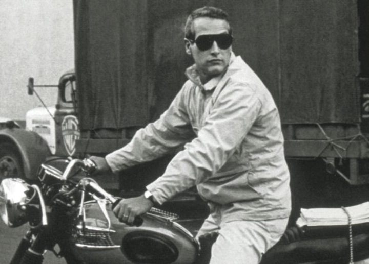 Paul Newman on a motorcycle