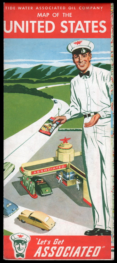Gas station map, US, 1940s