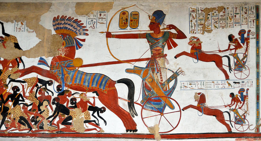 Ancient Egyptian fresco of a battle against the Hittites